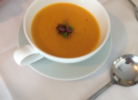 Roasted bell peppers and carrot soup
